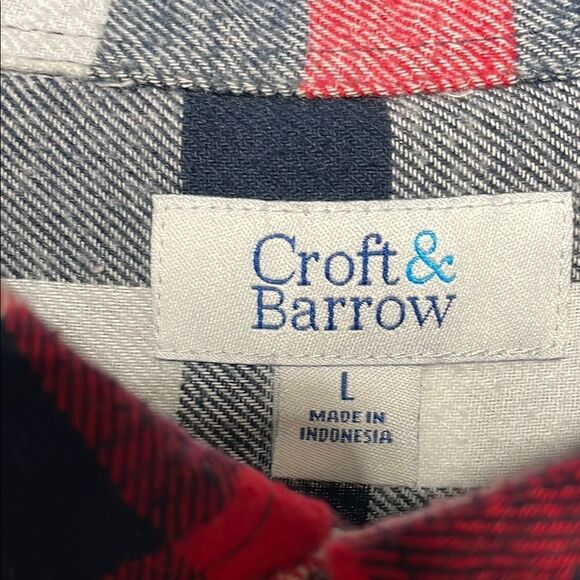 Croft & Barrow Red and Black Casual Button Down Shirt - Picture 2 of 7